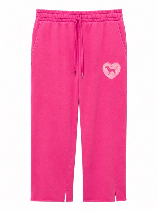 Victoria's Secret Pants - Victoria’s Secret Hot Pink Sweatpants with Heart Dog Graphic
